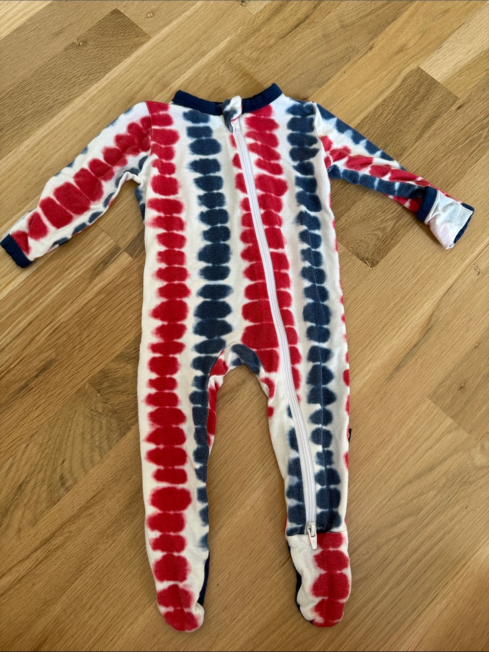 Kyte BABY Red, Blue & White Tie-Dye Footed One-Piece